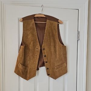 Brown Suede Vest with Button Closure
